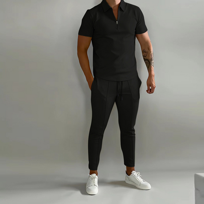 UrbanFix Herren-Trainingsanzug-Set mit Poloshirt und schicker Jogginghose