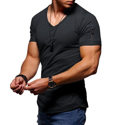 Dylan - Herren-T-Shirt mit V-Ausschnitt, Brusttasche und kurzen Ärmeln