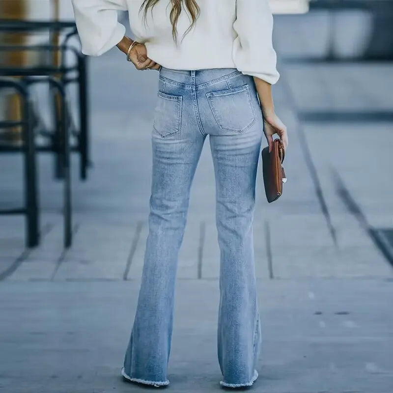 Lucille - Damenmodell mit hoher Taille  mikro-ausgestellt Jeans - elastischer stretch