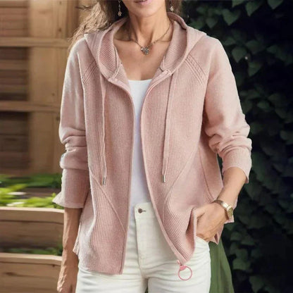 Maria - einfarbig rosa mit Kapuze Pullover