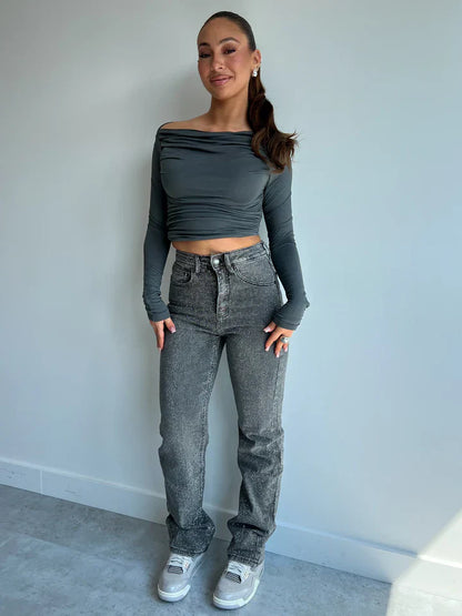 Ema - Vintage-Jeans mit hoher Taille und geradem Bein für einen coolen und modischen Look