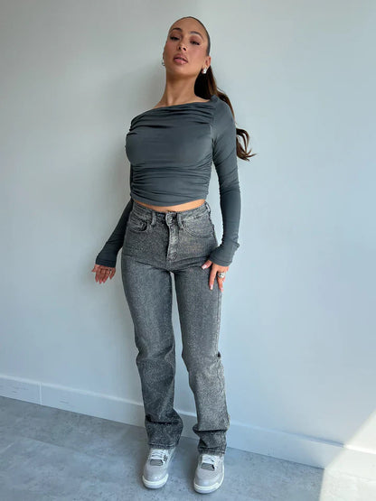 Ema - Vintage-Jeans mit hoher Taille und geradem Bein für einen coolen und modischen Look