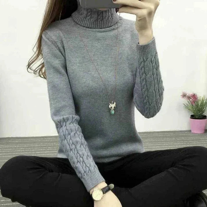 Livia - bequemer Rollkragenpullover mit gestrickten Ärmeln