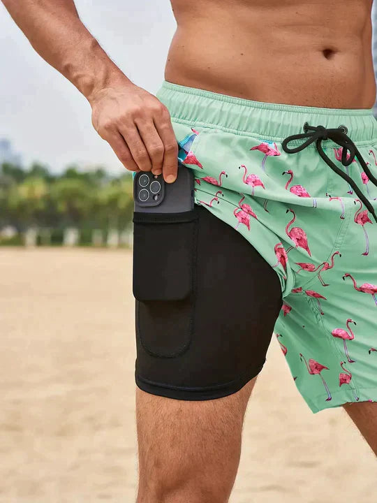 braxton aquaflex Badeshorts für Männer mit Kordelzug und versteckter Tasche für das Handy
