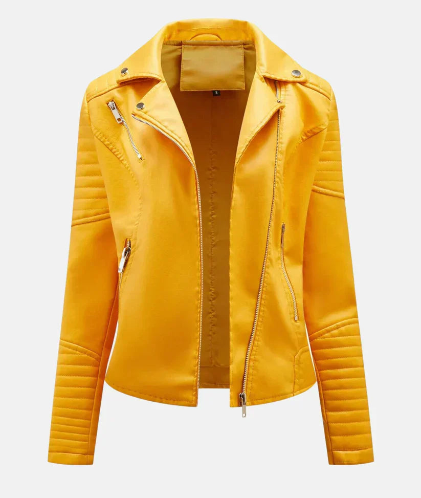 Amber - stylische Bikerjacke mit Reißverschluss und Schulterakzenten