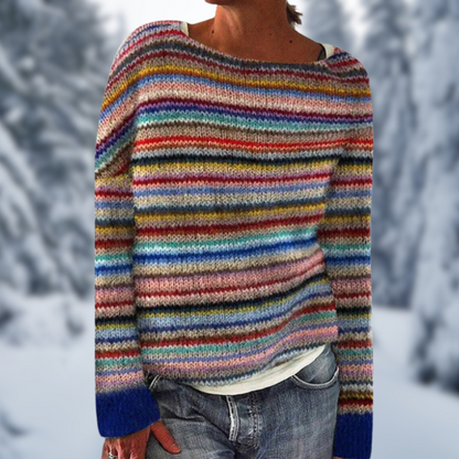 Teshia - Gestreifter langärmeliger Pullover