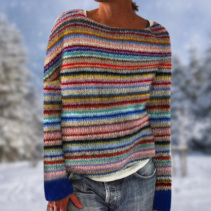 Teshia - Gestreifter langärmeliger Pullover