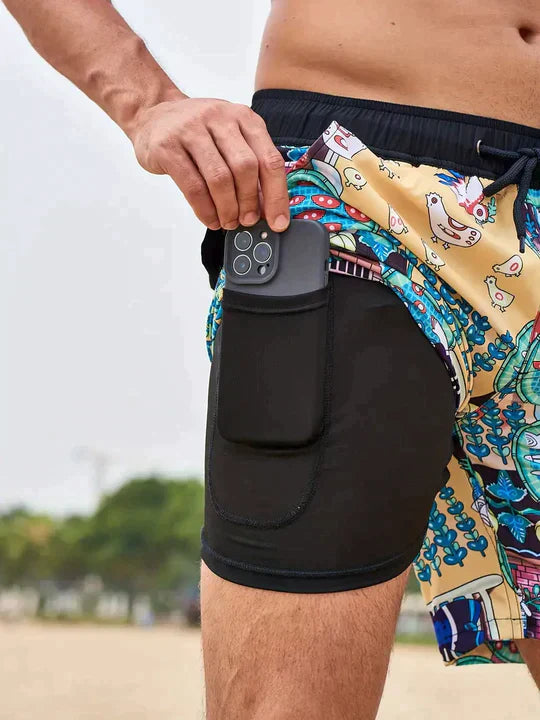 braxton aquaflex Badeshorts für Männer mit Kordelzug und versteckter Tasche für das Handy