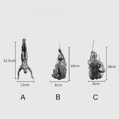 Statuistik dynamische Kletterskulptur Wanddekoration als Blickfang im Innenbereich (Statuen von Männern in 3 verschiedenen Posen)