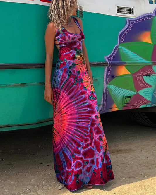 Layiah - Maxikleid mit Spitze und Tie-Dye-Druck