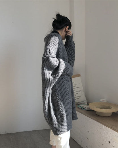 Wren - luxuriöser Oversize-Cardigan aus Grobstrick mit kuscheligen Zopfdetails