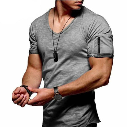 Dylan - Herren-T-Shirt mit V-Ausschnitt, Brusttasche und kurzen Ärmeln