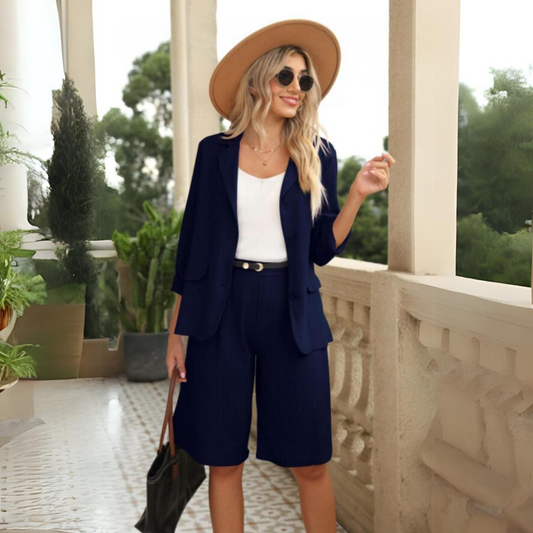 Marga - elegantes Set aus Leinenhosen und Blazer für Damen