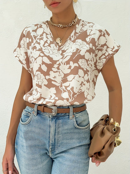 Graysen - kurzärmelige Bluse mit Blumendruck