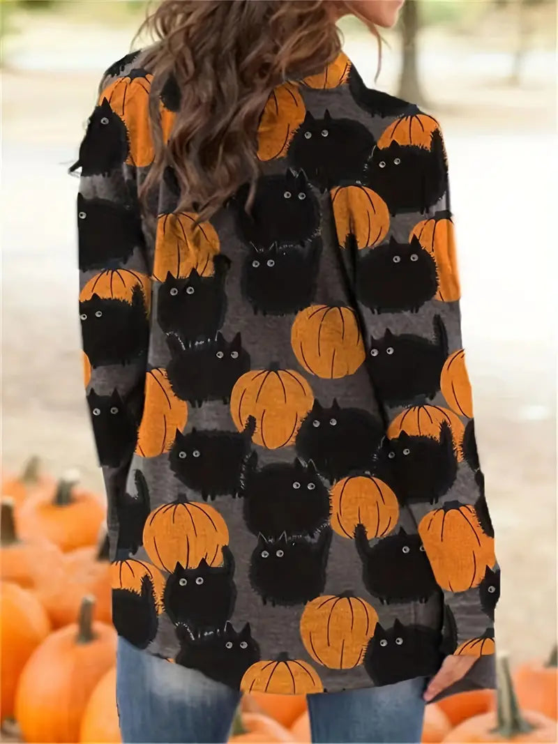 Sia - Elegantes Halloween Kürbismuster Gilet