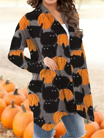 Sia - Elegantes Halloween Kürbismuster Gilet