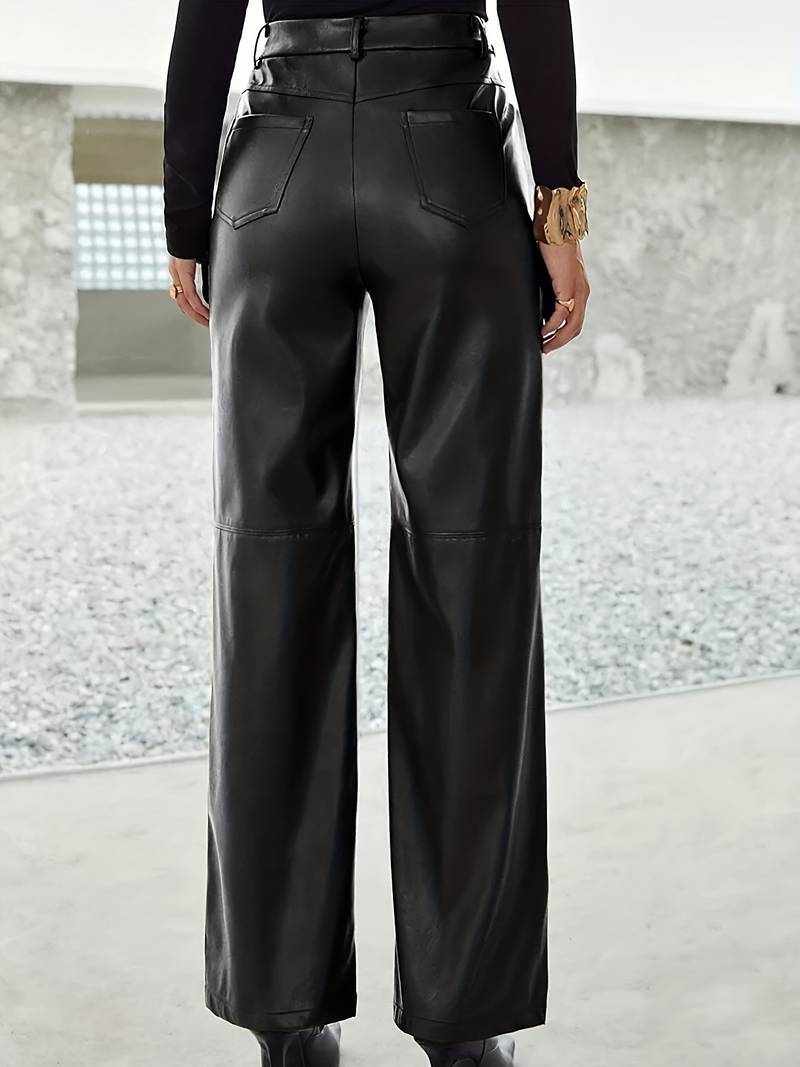 Sophie - luxuriöse Lederhose mit weitem Bein und hoher Taille für einen stilvollen und mutigen Look