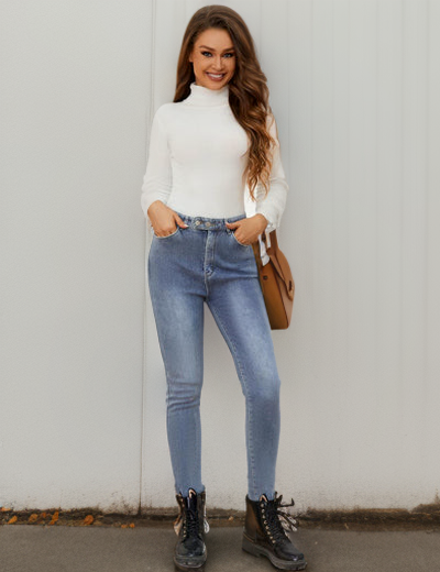 Iyanna - warme, mit Fleece gefütterte Denim-Leggings