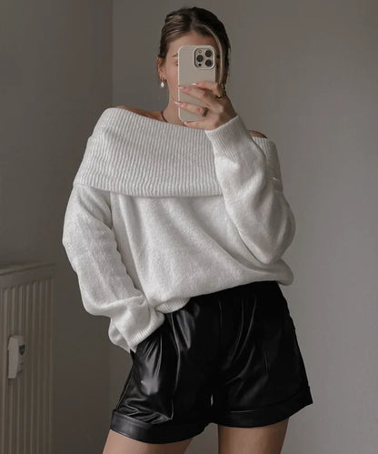 Sophia - eleganter Off-Shoulder-Strickpullover für einen verführerischen