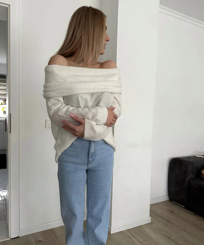 Sophia - eleganter Off-Shoulder-Strickpullover für einen verführerischen