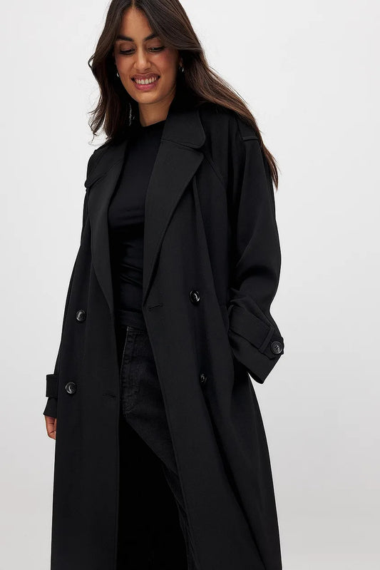 Claire - eleganter langer Trenchcoat mit doppelreihigem Knopfverschluss