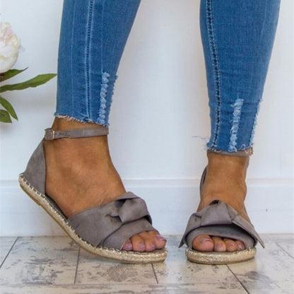 Brooke - Schönheit mit Schleife, elegante schwarze Espadrilles Sandalen mit Knöchelriemen