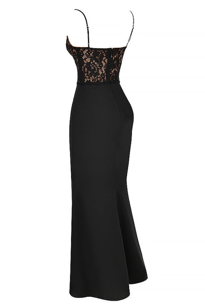 Bentlee - elegantes schwarzes Korsett-Maxikleid