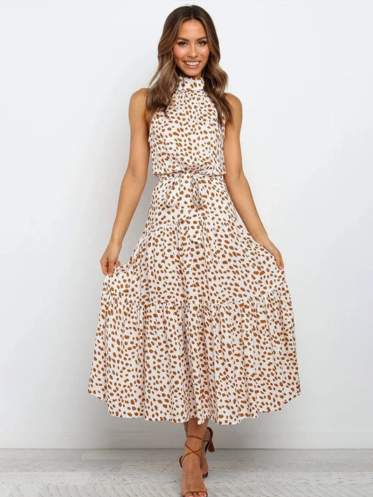 Elfleda - Langes Sommerkleid mit Polka Dot Muster